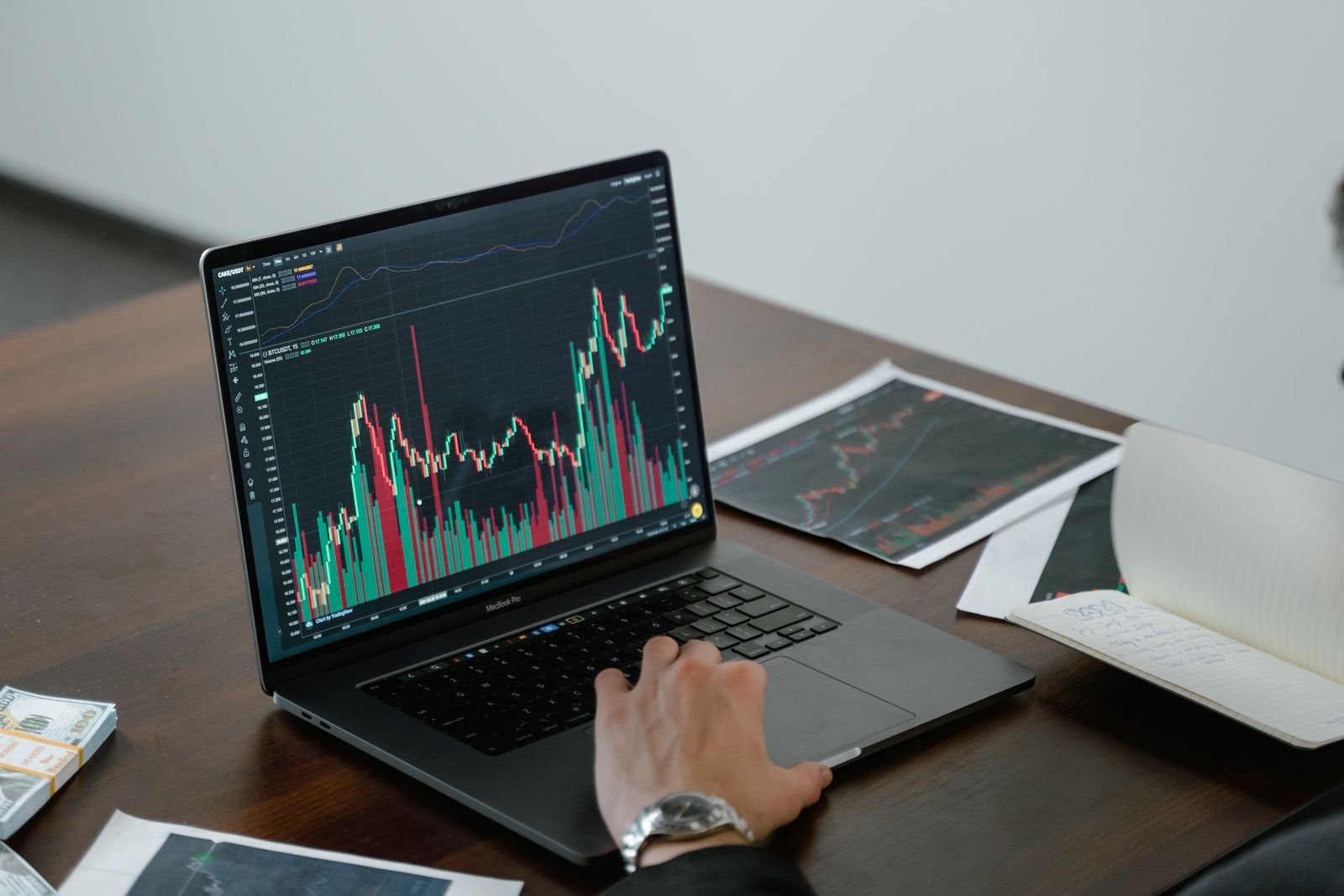 Graph and traffic data displayed on laptop screen