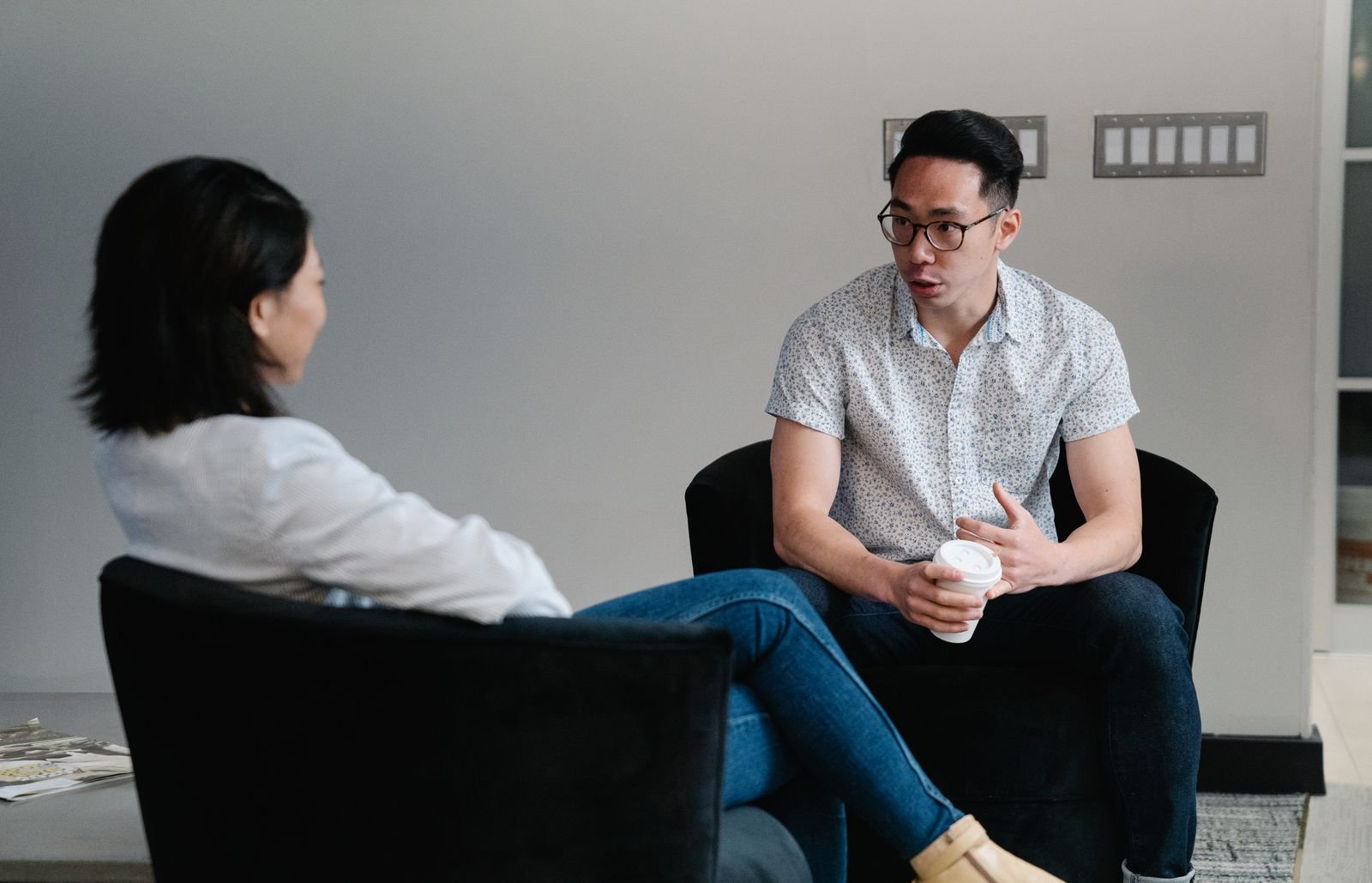 Two people having a conversation