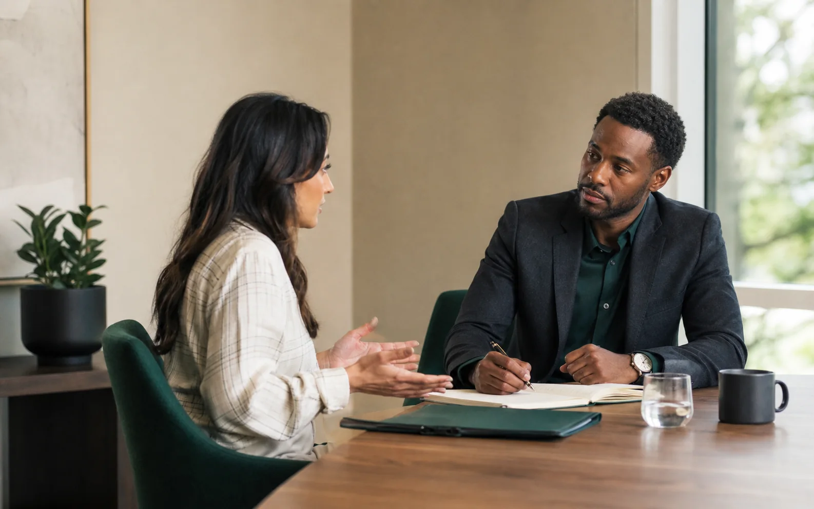 Sales professionals working through a client discovery conversation