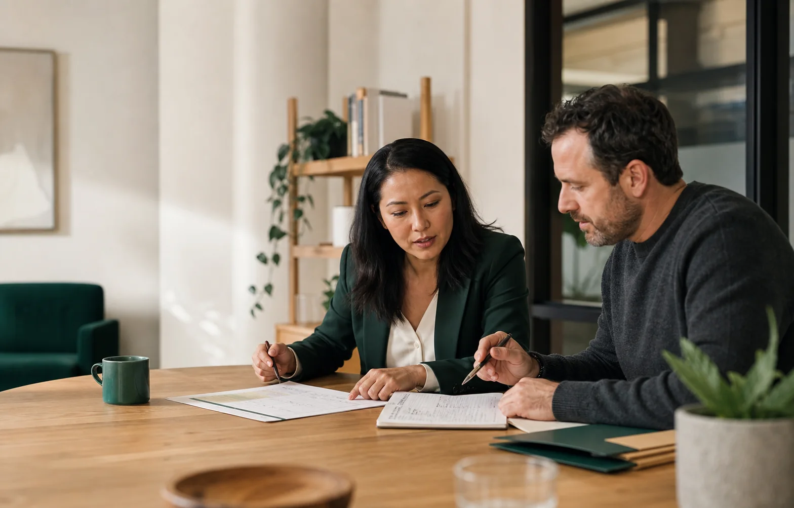 A recruiter and hiring manager calibrating a role before interviews